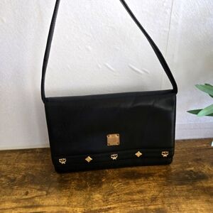 MCM Black Shoulder Bag with Gold Details